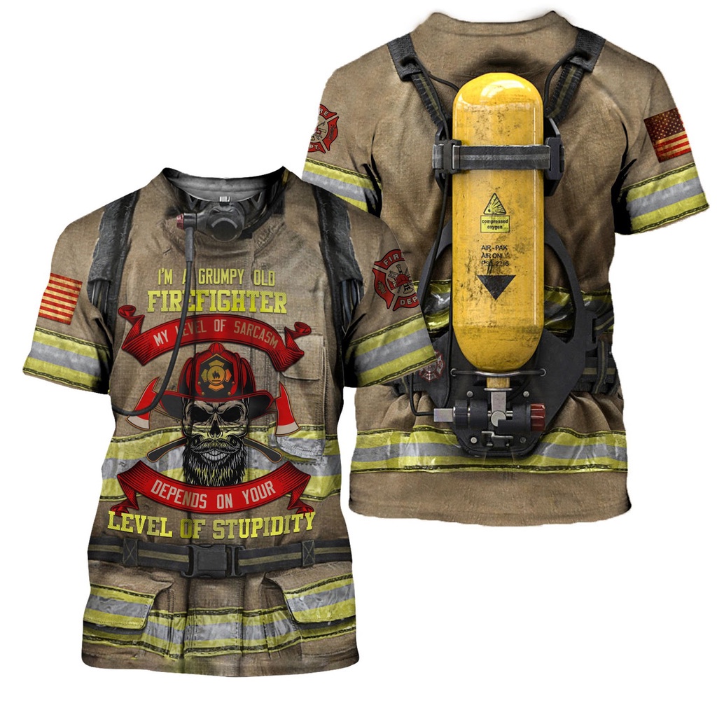ใหม่ เสื้อยืดแขนสั้น พิมพ์ลายนักดับเพลิง 3D แฟชั่นฤดูร้อน สําหรับผู้ชาย 2022