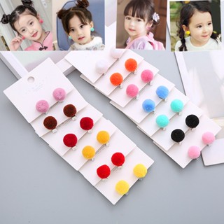 เครื่องประดับ ต่างหู แบบคลิปหนีบ ทรงกลม สีแดง สีฟ้า สีเหลือง แบบเรียบง่าย สําหรับเด็ก