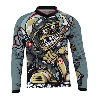 พร้อมส่ง ใหม่ เสื้อกีฬาแขนยาว ลายแอนิเมชั่น Downhill Racing สําหรับขี่จักรยานยนต์