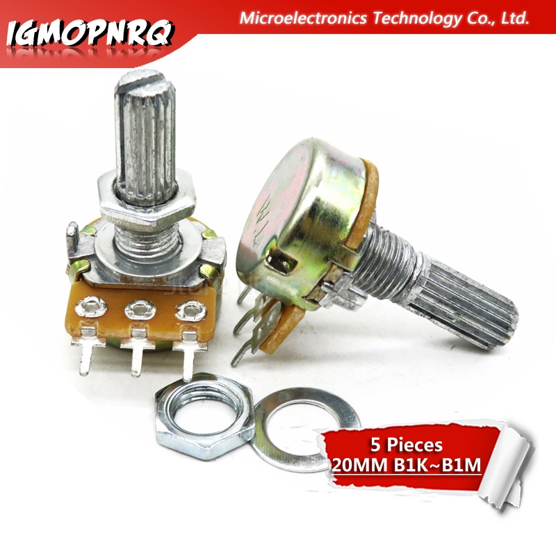 10pcs WH148 3PIN 20 มม.คู่ potentiometer ถั่ว B1K B2K B5K B10K B20K B50K B100K B250K B500K B1M 1K 2K