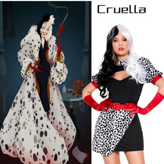 ชุดเดรสคอสเพลย์ One Hundred and One Dalmatians Cruella เหมาะกับงานปาร์ตี้ฮาโลวีน สําหรับผู้หญิง