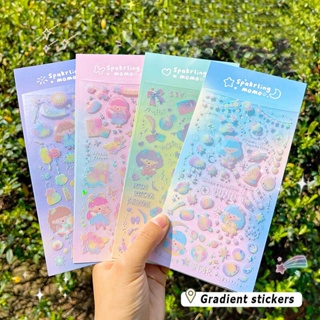 Goo Goo Card สติกเกอร์เลเซอร์ ไล่โทนสี น่ารัก โปร่งแสง กันน้ํา PET กันน้ํา รูปลอกเด็ก DIY กระพริบ สติกเกอร์ Guka