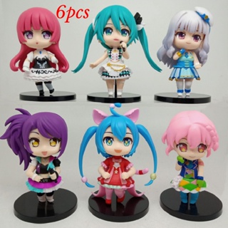 โมเดลฟิกเกอร์ Hatsune Miku ขนาดเล็ก ของเล่นสะสม สําหรับตกแต่งบ้าน 6 ชิ้น