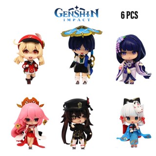 โมเดลฟิกเกอร์ Pvc รูป Genshin Impact น่ารัก งานฝีมือ ของเล่นสําหรับเด็ก มี 6 ชิ้น