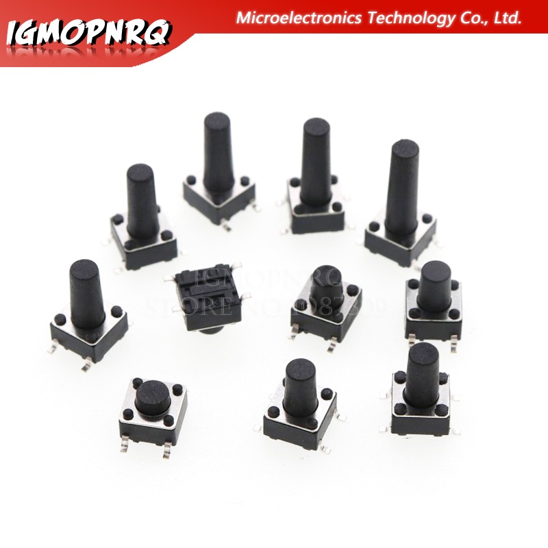 สวิตช์ปุ่มกดไมโคร SMD 4PIN 6x6x4.3 5 6 7 8 9 10 0.5A 50V 6x6x5 6x6x6 6x6x7 6x6x8 50 ชิ้น