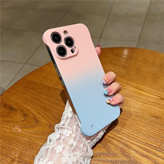 เคสโทรศัพท์มือถือ PC แข็ง ผิวด้าน ไร้ขอบ ไล่โทนสี กันกระแทก สําหรับ OPPO Reno5 Reno6 Reno7 Pro Plus 5G