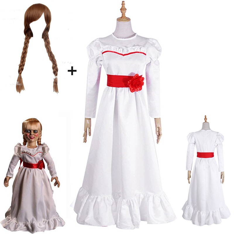 Annabelle เครื่องแต่งกายคอสเพลย์ ตุ๊กตาผี เจ้าหญิงยาว สีขาว แฟนซี ฮาโลวีน งานรื่นเริง ปาร์ตี้ สําหรับผู้หญิง เด็ก ผู้ใหญ่