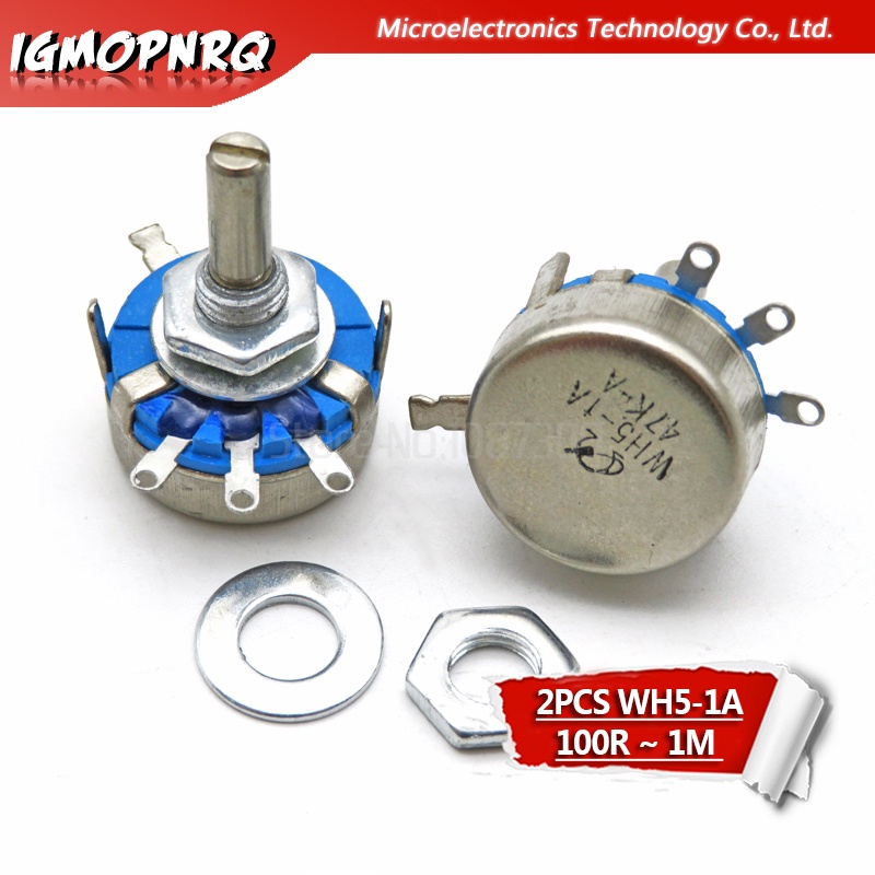 2pcs WH5-1A 1k 2k 10k 47k 4k7 470r 100k 470k 220k 1k5 22k 1m โอห์ม 3-Terminals รอบเพลาโรตารี Taper ค