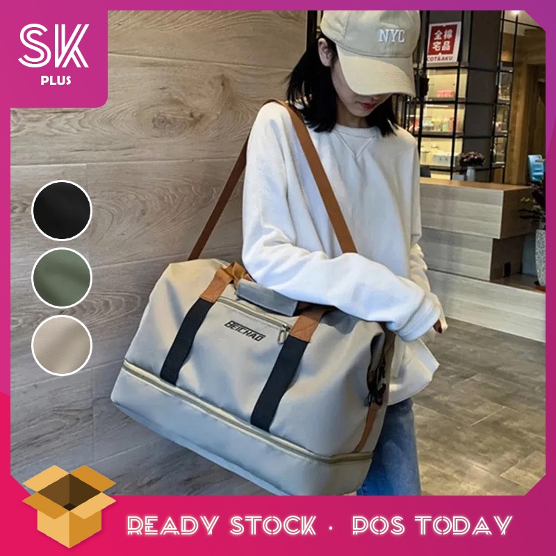 SKPLUS กระเป๋าเดินทางกันน้ําความจุขนาดใหญ่ Duffel กระเป๋าพร้อมช่องใส่รองเท้าอิสระกระเป๋าออกกําลังกาย