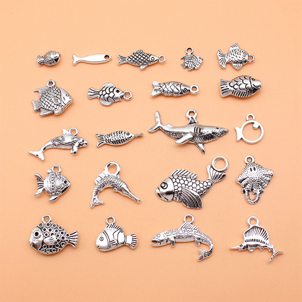 21 ชิ้น/เซ็ตปลาขนาดเล็ก Clownfish ปลาทอง Tuna Shark Charms สําหรับเครื่องประดับทําจี้ Diy หัตถกรรมอุปกรณ์เสริม L10320