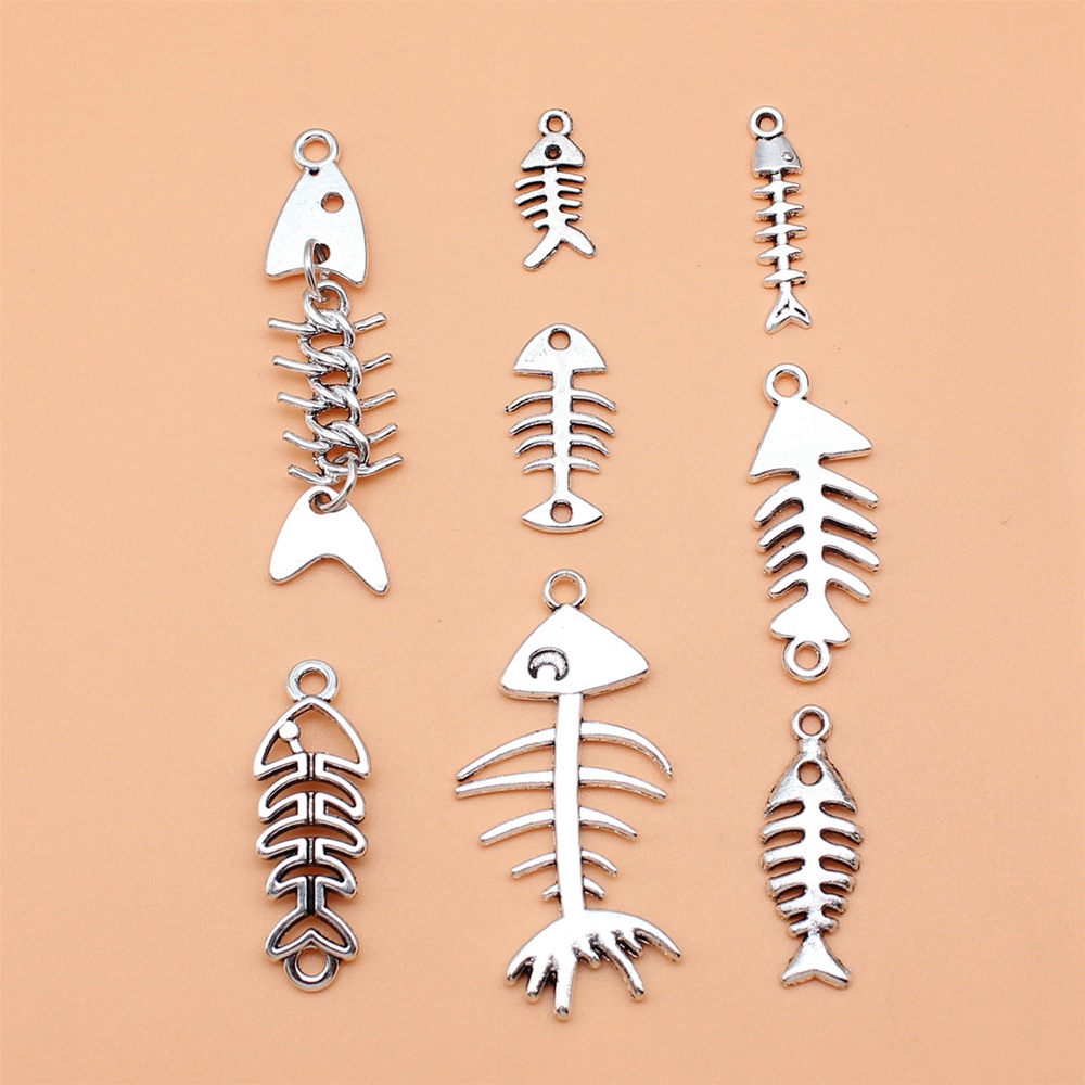 8 ชิ้น/เซ็ตกระดูกปลา Charms สําหรับเครื่องประดับทําจี้ Diy หัตถกรรมอุปกรณ์เสริม L10317