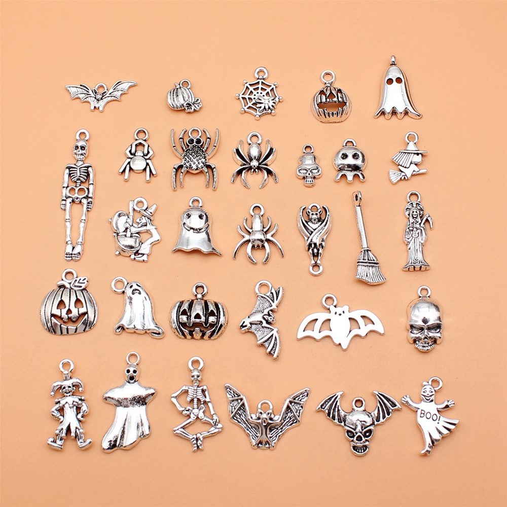 30 ชิ้น/เซ็ตฮาโลวีนชุดค้างคาว Spider Skeleton Ghost ฟักทอง Charms สําหรับเครื่องประดับทําจี้ Diy หัต