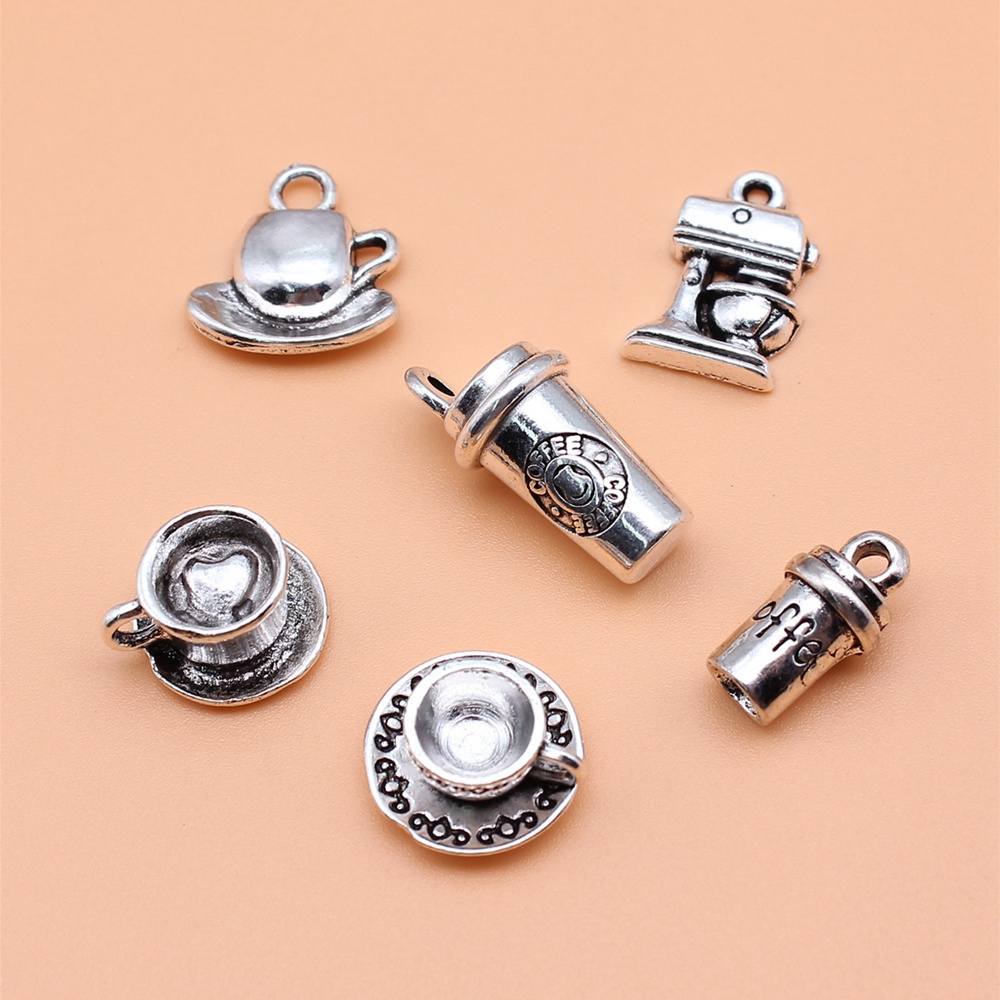 6 ชิ้น/เซ็ตกาแฟ Charms สําหรับเครื่องประดับทําจี้ Diy หัตถกรรมอุปกรณ์เสริม L10262