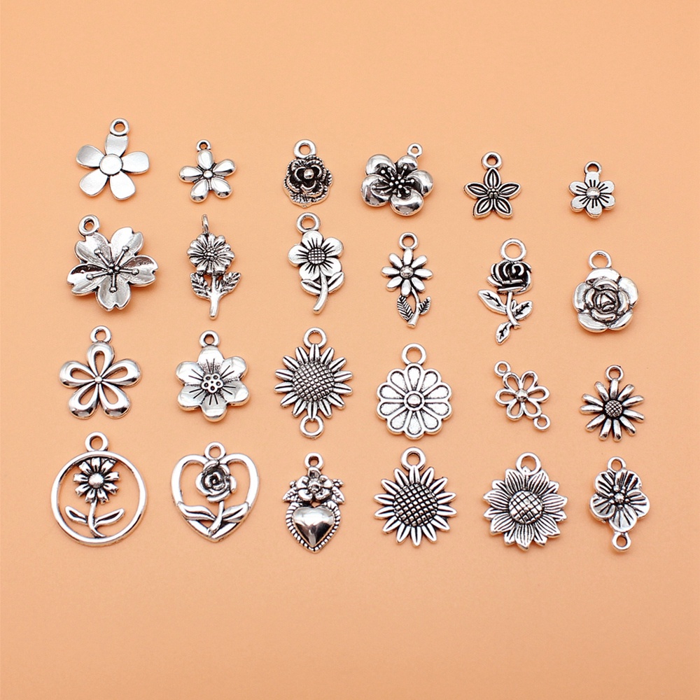 24 ชิ้น/เซ็ตดอกไม้ Charms สําหรับเครื่องประดับทําจี้ Diy หัตถกรรมอุปกรณ์เสริม L10175