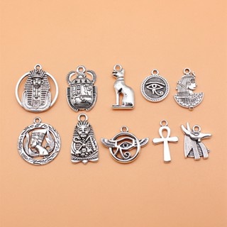 Horus Eye Ankh Cross Scarab Charms สําหรับทําเครื่องประดับจี้งานฝีมือ Diy L10124 10 ชิ้น / ชุด