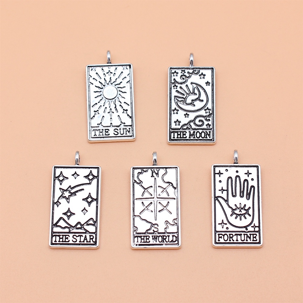 5 ชิ้น/เซ็ต Tarot Charms สําหรับเครื่องประดับทําจี้ Diy หัตถกรรมอุปกรณ์เสริม L10108