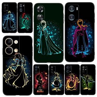 เคสโทรศัพท์มือถือ ซิลิโคนนิ่ม Tpu ลายการ์ตูนเจ้าหญิงน่ารัก สีดํา สําหรับ OPPO A94 5G 4G Reno 5 Z Reno4 Lite F17 Pro
