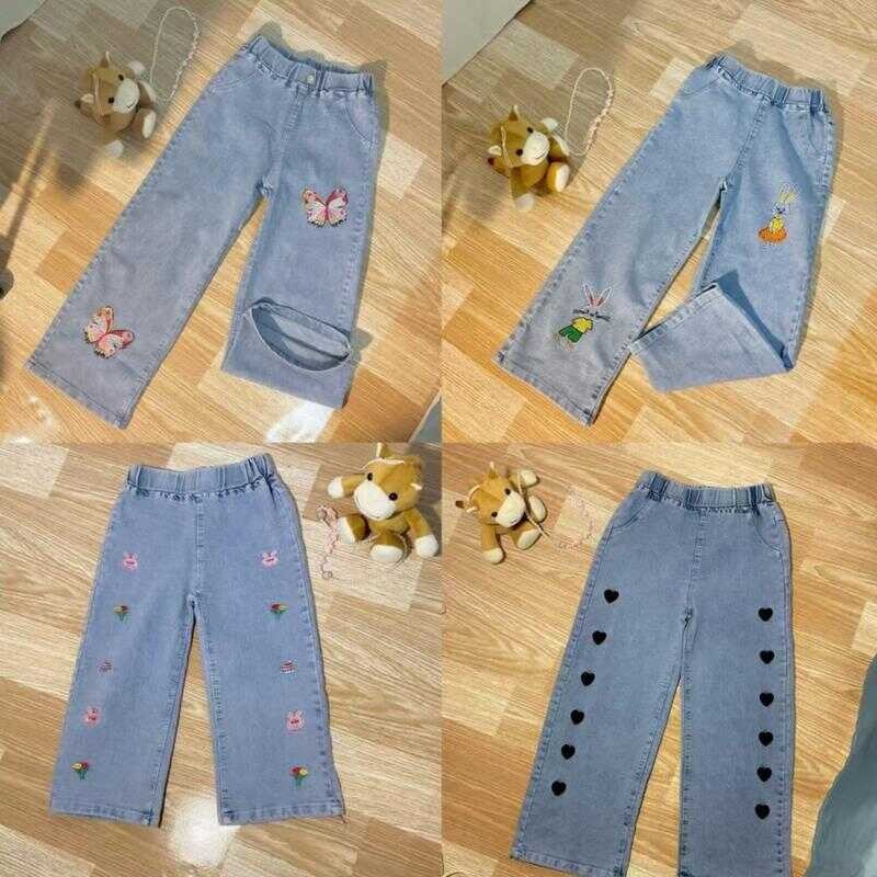 Page Shopกางเกงยีนส์ขากว้างลำลองทรงตรงเหมาะสำหรับเด็กอายุ 3-15 ปี กา