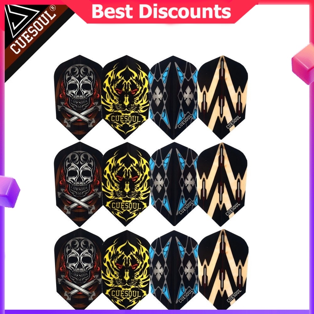 Cuesoul 12PCS Cool Dart Flights Dart Feather ใบปีกหาง Dart อุปกรณ์เสริม