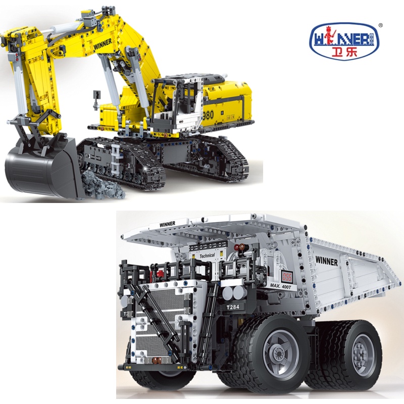 7119 7120 7121 High-Tech RC Engineering Excavating Machinery Construction Truck Building Blocks Motor Power Car Toys Boy
