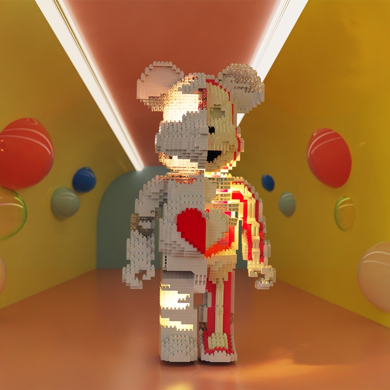 6051 Creative Ideas Love Violent Bear Large Bear Brick Model with Lightweight Blocks, Brick Toys, Ch