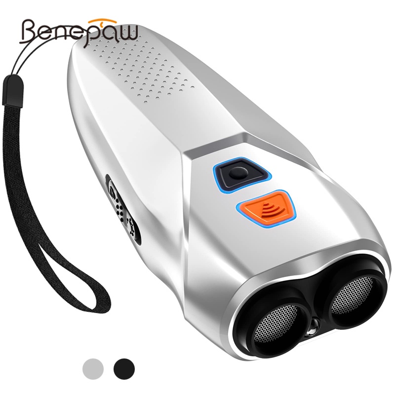 Benepaw เครื่องไล่สุนัข อัลตราโซนิก ไฟฉาย LED เซ็นเซอร์คู่ อุปกรณ์ป้องกันการเห่า การฝึกอบรม โหมดยับยั้ง ชาร์จ USB
