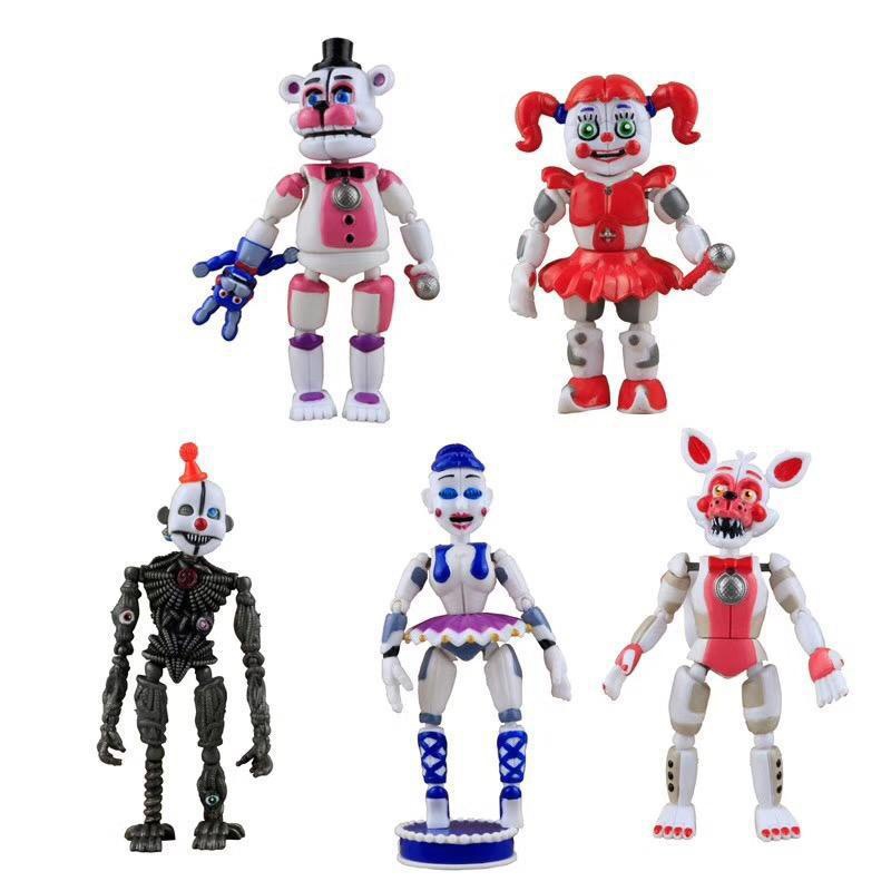 ฟิกเกอร์ Five FNAF Nights At Freddy's Action Figures Light Up ของเล่นสําหรับเด็ก 5 ชิ้น