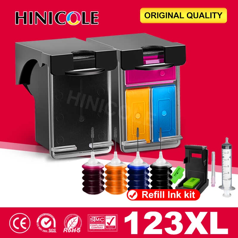 เปลี่ยนตลับหมึกเติม 123XL สำหรับ HP123 สำหรับ HP 123XL Deskjet 1110 2130 2132 2133 2134