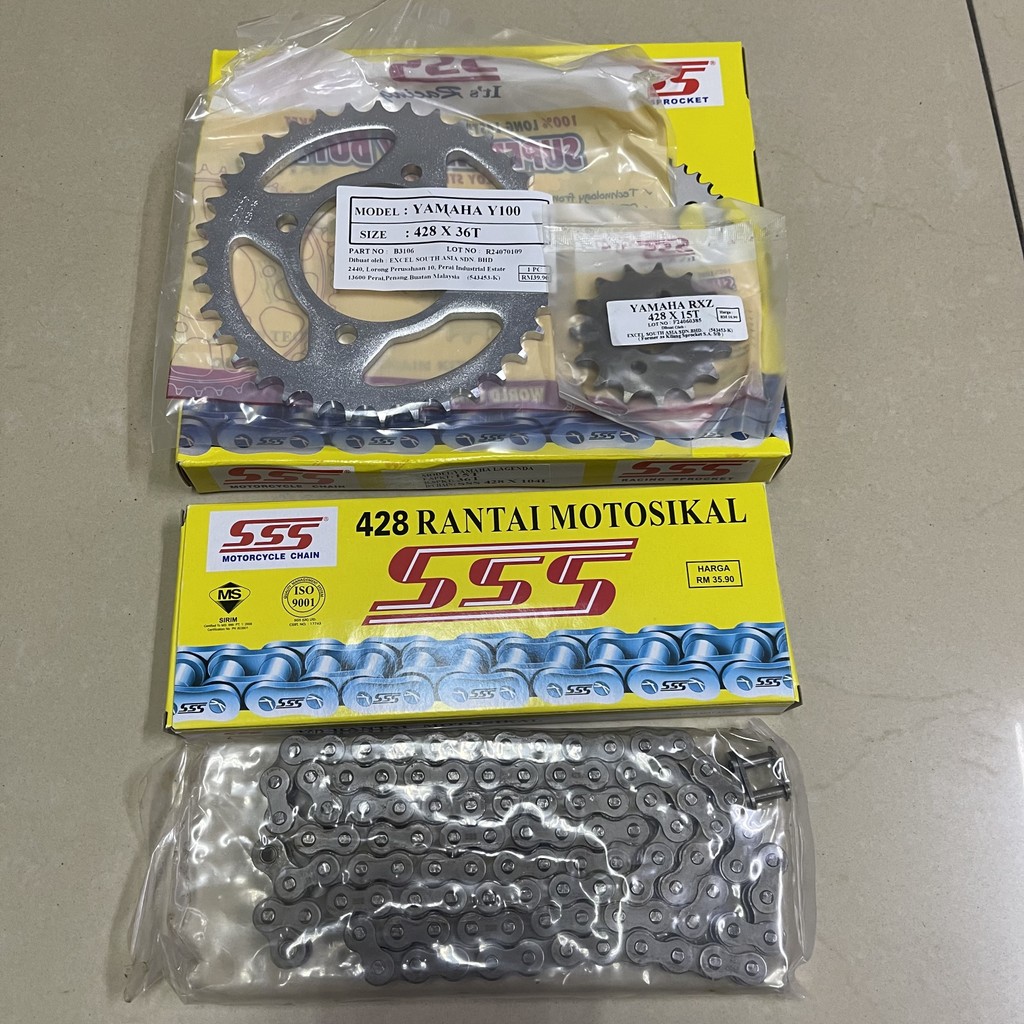 RANTAI DAN SPROCKET ชุด YAMAHA SRL110 SRL 110 LAGENDA110 LAGENDA 110 ZR 428 X 104L/15T/36T STEEL CHA