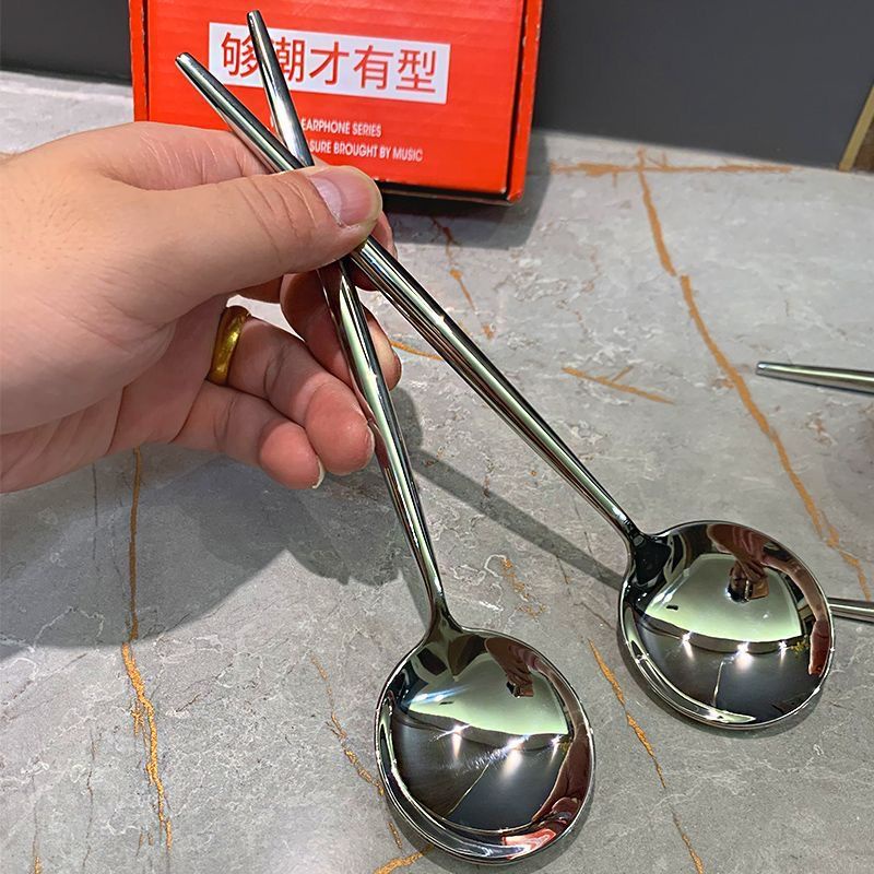 ชุดช้อนส้อมสเตนเลส สไตล์เกาหลี โปรตุเกส สําหรับทานอาหารบนโต๊ะอาหาร