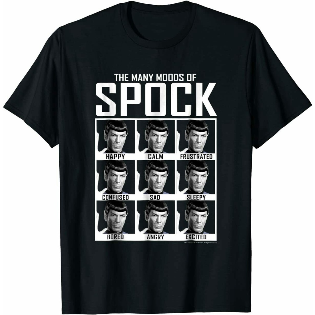 เสื้อยืดผ้าฝ้าย 100% พิมพ์ลาย Star Trek 0Riginal Series Moods Of Spock สําหรับผู้ชาย