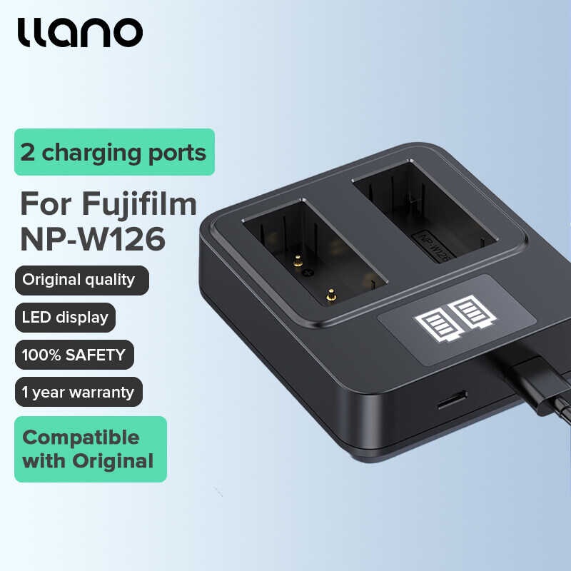 Llano Fuji ที่ชาร์จกล้อง LED USB ดิจิตอลช่องคู่สำหรับ Np-W126 Xs10