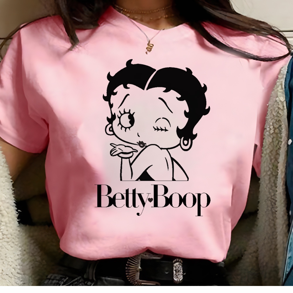 เสื้อยืด พิมพ์ลาย Betty Boop สไตล์สตรีท สําหรับผู้หญิง
