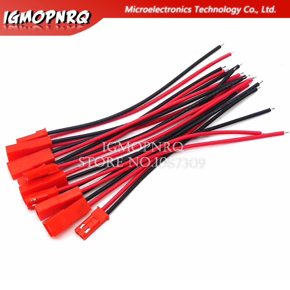 ใหม่ สายเคเบิลเชื่อมต่อ 2 Pin ตัวผู้ ตัวเมีย ปลั๊ก JST 22 AWG สําหรับแบตเตอรี่ เฮลิคอปเตอร์บังคับ DIY 20 ชิ้น
