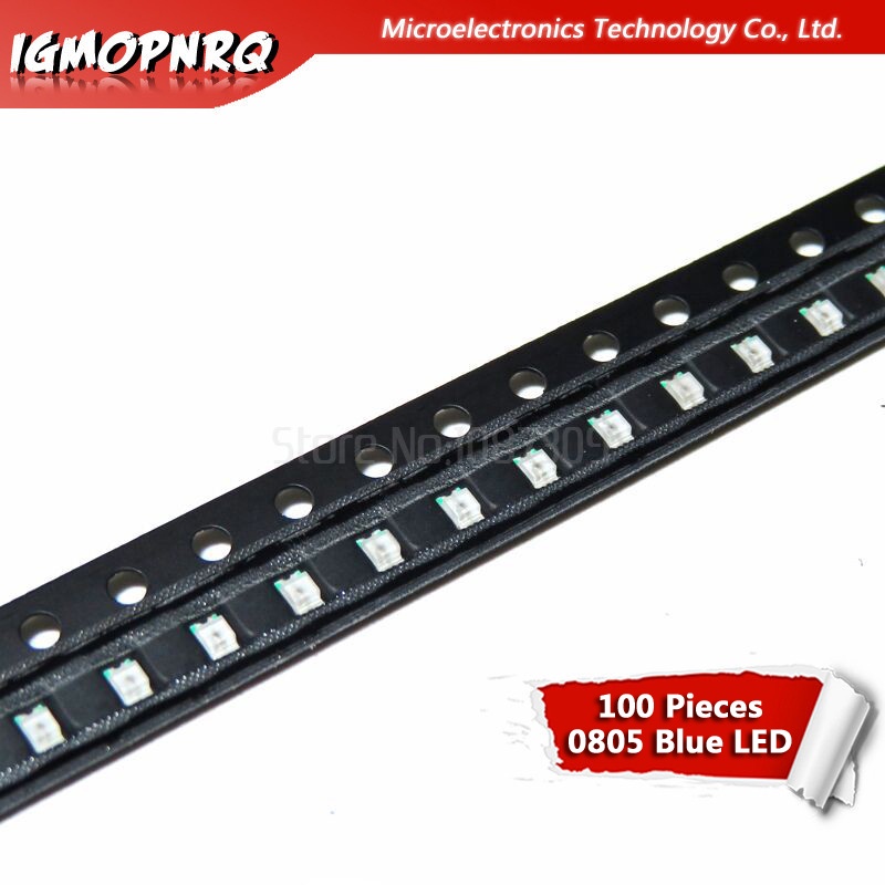 ไดโอดไฟ LED 0805 SMD สีฟ้า 100 ชิ้น