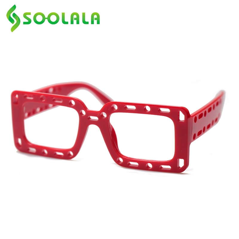 Soolala แว่นตาอ่านหนังสือ ทรงสี่เหลี่ยมผืนผ้า ฉลุลาย ป้องกันแสงสีฟ้า กรอบแว่นอ่านหนังสือ สายตายาว เกรดหญิง ผู้ชาย