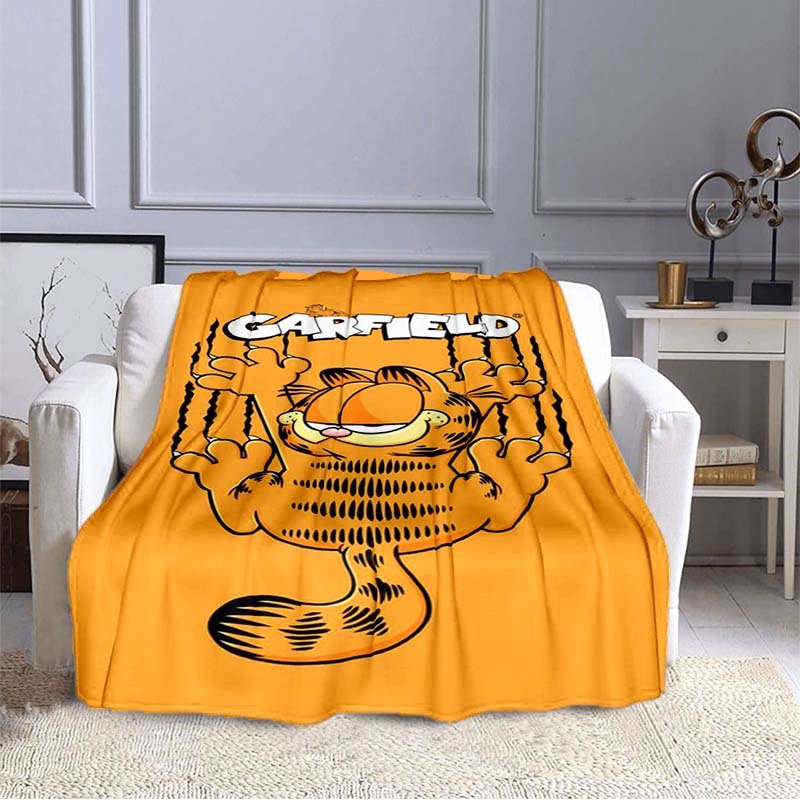 G-garfield น่ารักแมวตลกผ้าคลุมโซฟา Soft Hairy Flannel Cozy และสะดวกสบาย Home Travel Warm Throw