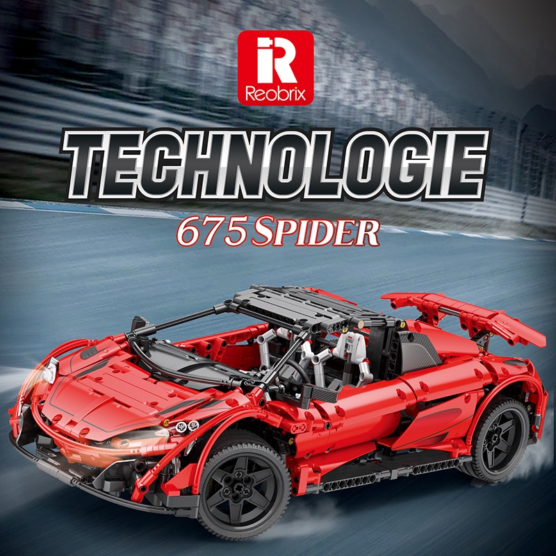Reobrix 1866PCS Spider 675LT remote-controlled racing building block 1:10 scale urban supercar child