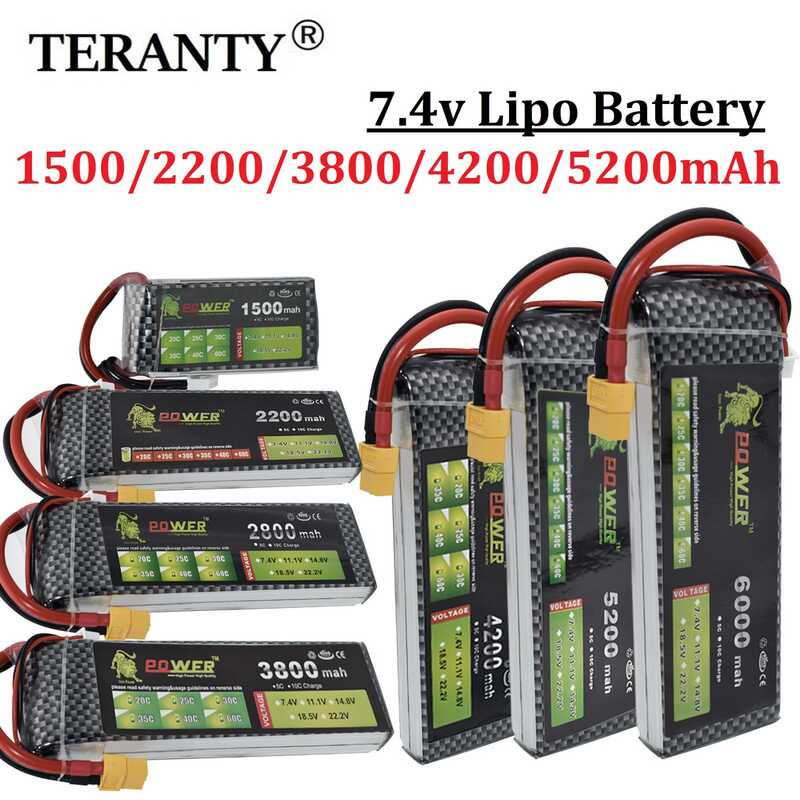 แบตเตอรี่ Lipo 2S 1500Mah 2200Mah 3000Mah 3800Mah 4200Mah 5200Mah 6000Mah 10400Mah 7.4V ดีน T