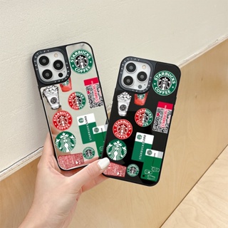 Casetify เคสโทรศัพท์มือถือนิ่ม กันกระแทก ลาย Starbucks QR Code พร้อมกระจก สําหรับ IPhone 15 14 11 Pro Max 12 13 Mini Case X XR XS Max SE 2020 6 7 8 Plus