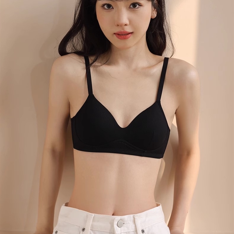 หน้าอกเล็ก ผู้หญิง ผ้าฝ้าย ชุดชั้นในดันทรง ไร้สาย เยาวชน สาว Bralette ผิวนุ่ม 3/4 ถ้วย ไร้รอยต่อ ชุดชั้นในสตรี