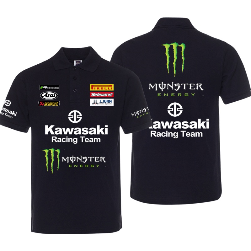 เสื้อโปโลแขนสั้นลําลอง ลาย Kawasaki เหมาะกับใส่ขี่รถจักรยานยนต์ สําหรับผู้ชาย และผู้หญิง