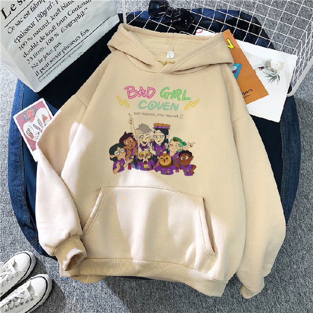 เสื้อกันหนาว เสื้อฮู้ดดี้ แบบสวมหัว พิมพ์ลายกราฟฟิคอนิเมะ the Owl House 90s Kawaii สําหรับผู้หญิง
