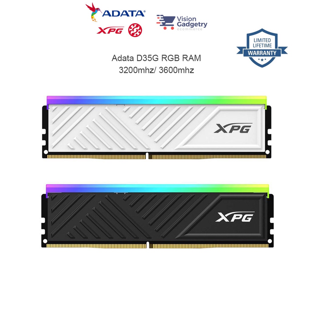 Adata XPG SPECTRIX แรมหน่วยความจําเกมมิ่ง D35G DDR4 RGB 8GB 16GB 3200mhz 3600mhz