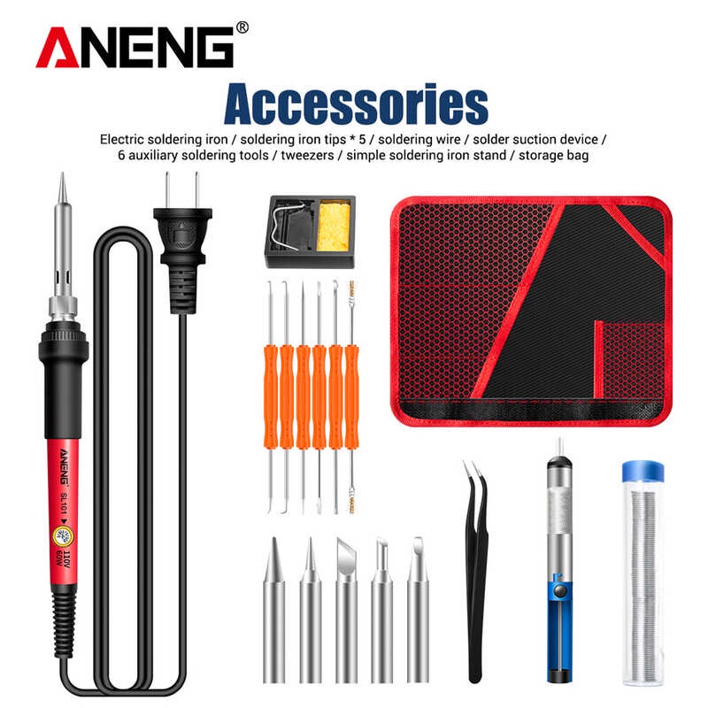 ANENG หัวแร้งไฟฟ้าดิจิตอล Sl102/Sl101,อุปกรณ์เชื่อมปรับอุณห