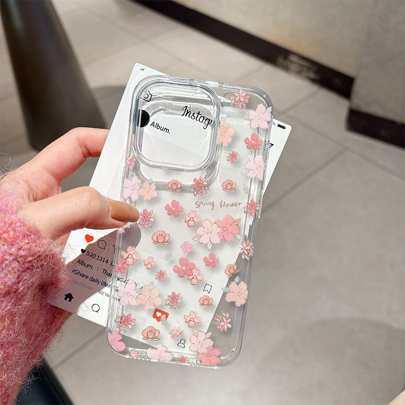 SAMSUNG แฟชั่นดอกไม้สีชมพูสดเคสโทรศัพท์สําหรับsamsung A02 A02S A03 A04 A04S A05 A05S A10 A10S A11A12 A13 A14 A15 A16 A20 A20 A20S A21S A23 M02 M10 นุ่ม