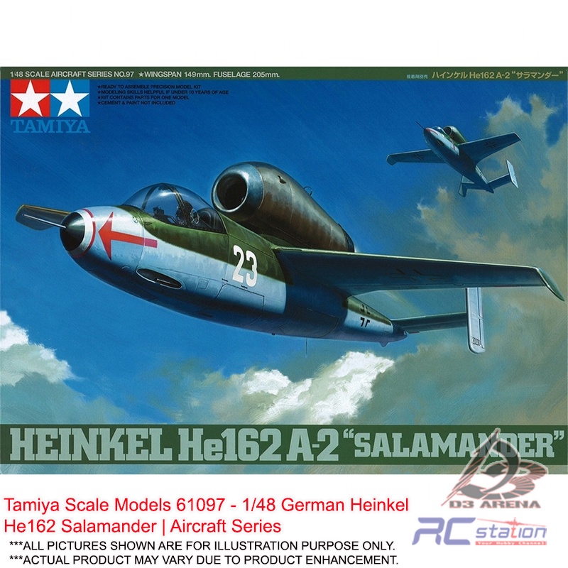 Tamiya Scale รุ่น 61097 - 1/48 เยอรมัน Heinkel He162 Salamander | ซีรีย์เครื่องบิน
