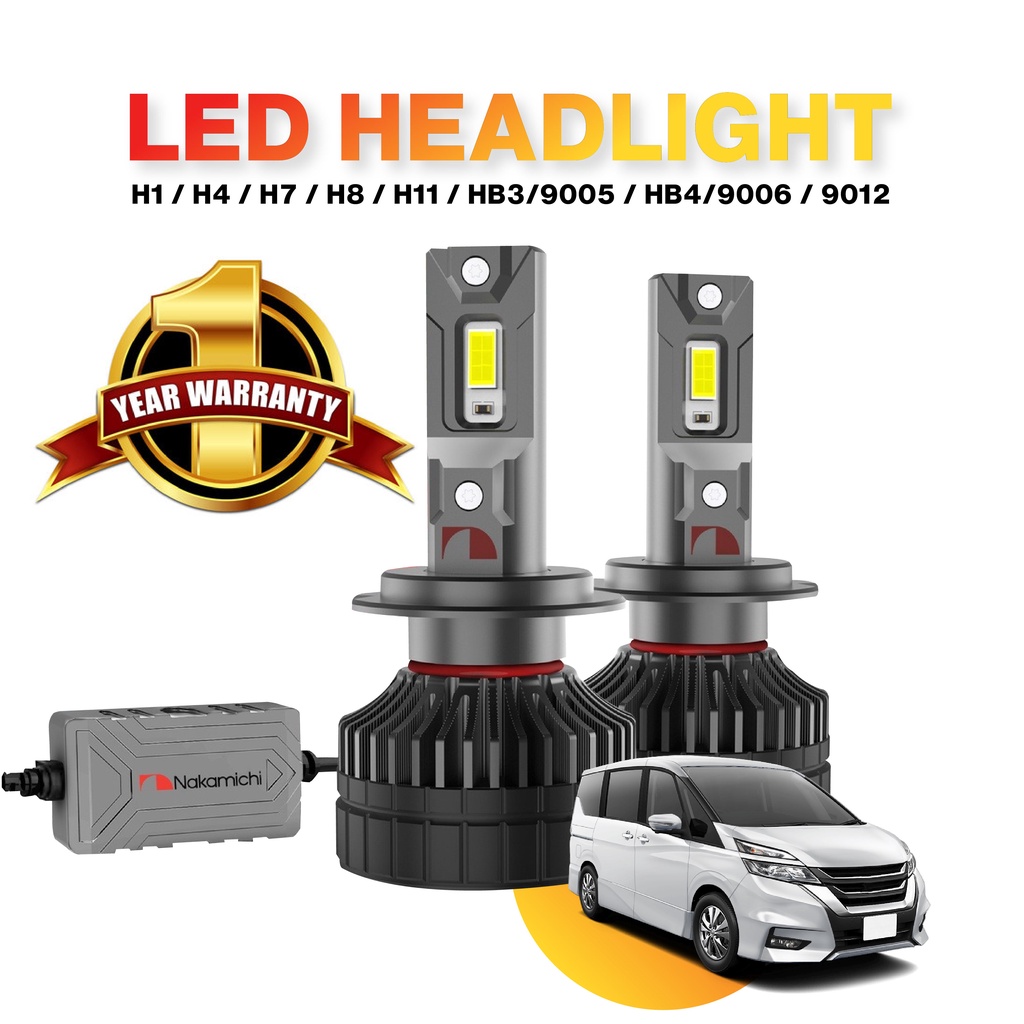 NISSANsrena 2PCS Nakamichi LED ไฟหน้า Foglight H4 H8/H11 4300K/6000K Hi/Lo Beam เปลี่ยน