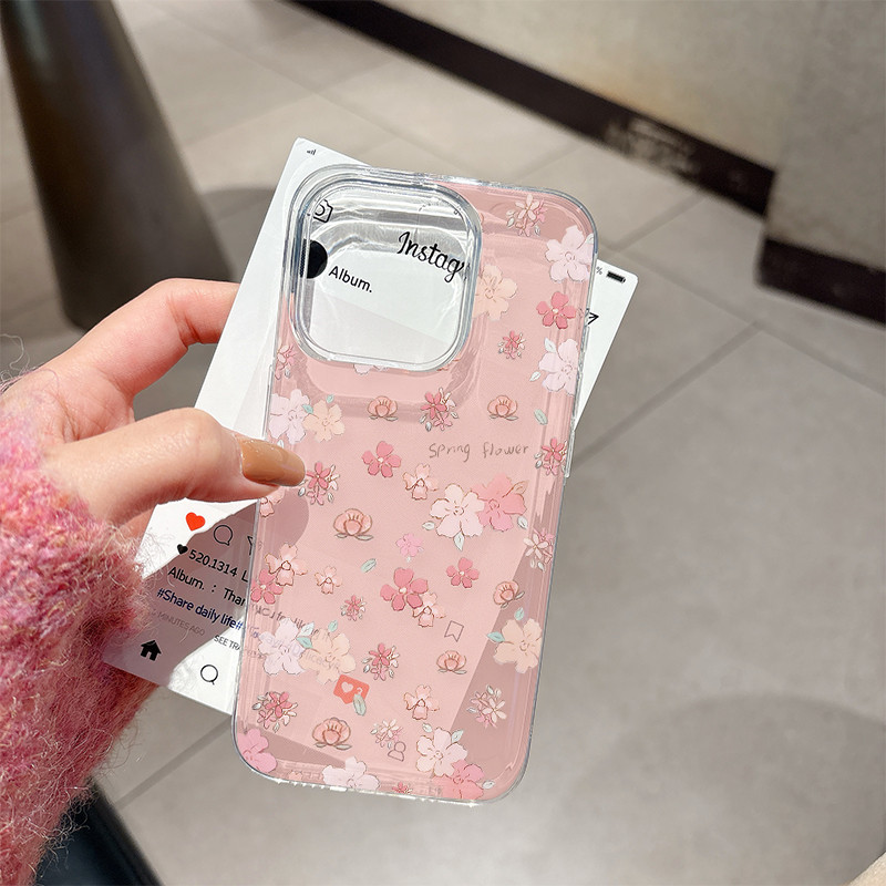 SAMSUNG แฟชั่นดอกไม้สีชมพูสดเคสโทรศัพท์สําหรับsamsung A02 A02S A03 A04 A04S A05 A05S A10 A10S A11A12 A13 A14 A15 A16 A20 A20 A20S A21S A23 M02 M10 นุ่ม