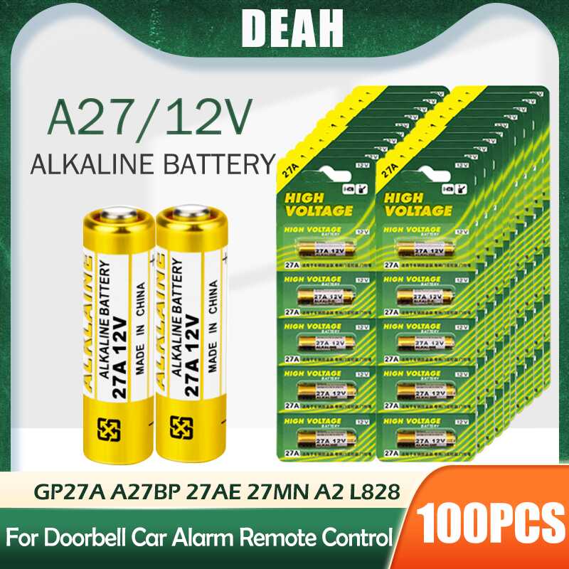 แบตเตอรี่อัลคาไลน์ 100 ชิ้น 12V A27 27A G27a Mn27 Ms27 Gp27a L828 V27ga Alk27a A27bp K27a Vr27 ที่ตร